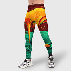 Тайтсы мужские Оранжевая клякса текстура, цвет: 3D-принт — фото 2