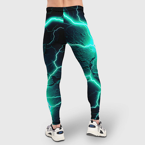 Мужские тайтсы Color light blue black / 3D-принт – фото 4