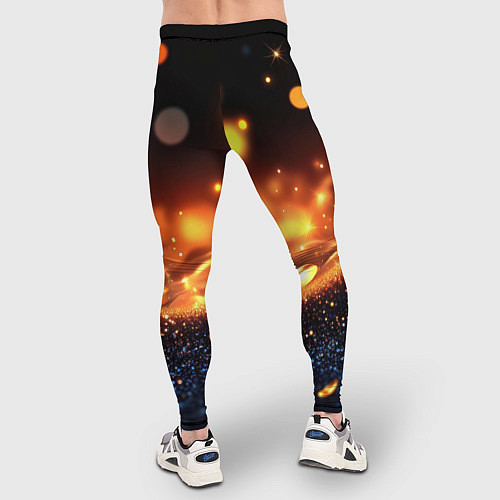 Мужские тайтсы Оранжевое боке на черном / 3D-принт – фото 4