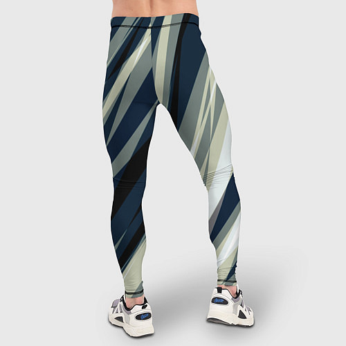 Мужские тайтсы Синий с оливковым диагональные полосы / 3D-принт – фото 4