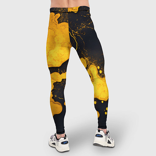 Мужские тайтсы Золотые кляксы на черной текстуре / 3D-принт – фото 4