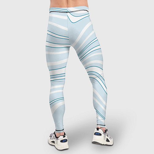 Мужские тайтсы Светлый бело-голубой волнистые полосы / 3D-принт – фото 4