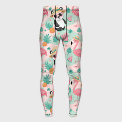 Тайтсы мужские Панда фламинго лето ананас, цвет: 3D-принт