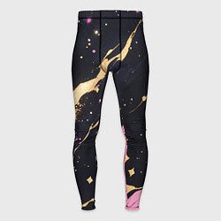 Мужские тайтсы Золотые и розовые мазки на черной текстуре