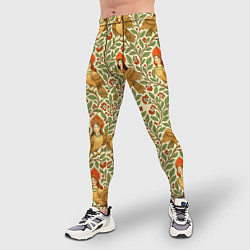 Тайтсы мужские Птицы сирин на ветках, цвет: 3D-принт — фото 2