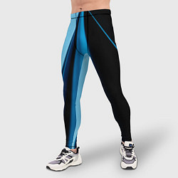 Тайтсы мужские Black blue, цвет: 3D-принт — фото 2