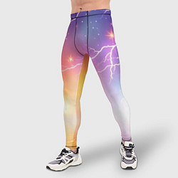 Тайтсы мужские Магический фон с молниями и звездами, цвет: 3D-принт — фото 2