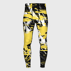 Тайтсы мужские Желтая краска на черном, цвет: 3D-принт