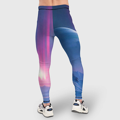Мужские тайтсы Неоновый космос северного сияния / 3D-принт – фото 4
