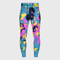 Тайтсы мужские Брызги краски розовой желтой и темно синей, цвет: 3D-принт