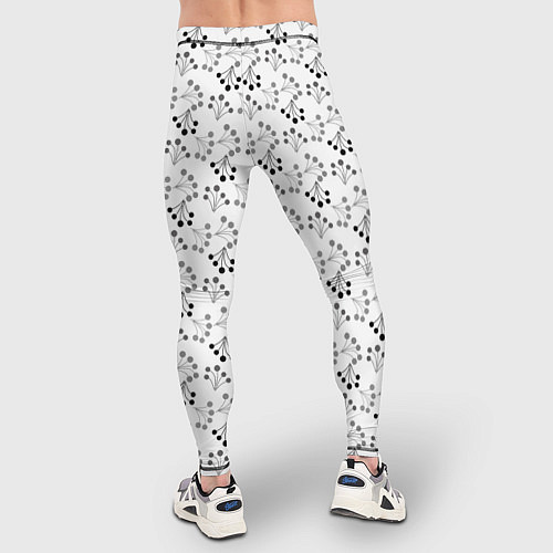 Мужские тайтсы Черно белый ягодный узор ретро / 3D-принт – фото 4