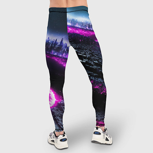 Мужские тайтсы Фентази город неон / 3D-принт – фото 4