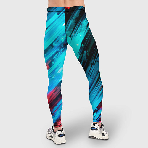 Мужские тайтсы Синяя и красная краска на черном / 3D-принт – фото 4