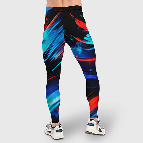 Мужские тайтсы Синие и красные мазки краски на черном / 3D-принт – фото 4