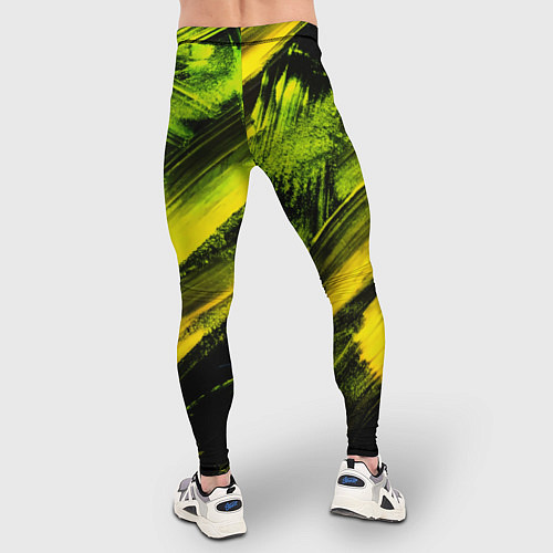 Мужские тайтсы Мазки краски цвета лайм / 3D-принт – фото 4