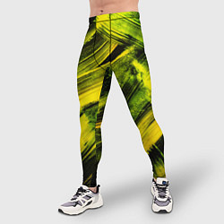 Тайтсы мужские Мазки краски цвета лайм, цвет: 3D-принт — фото 2