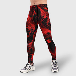 Тайтсы мужские Красно-черные разводы краски - абстрактный узор, цвет: 3D-принт — фото 2