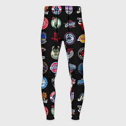 Тайтсы мужские Команды НБА на черном фоне, цвет: 3D-принт