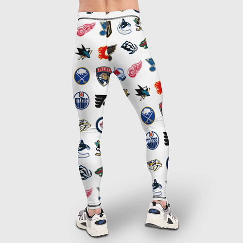Мужские тайтсы Команды НХЛ на белом фоне / 3D-принт – фото 4