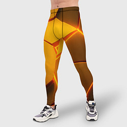 Тайтсы мужские Желтые неоновые соты - текстура, цвет: 3D-принт — фото 2