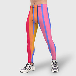 Тайтсы мужские Теплые цветные полосы, цвет: 3D-принт — фото 2