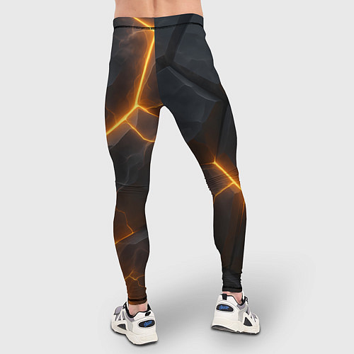 Мужские тайтсы Черные плиты с оранжевой молнией / 3D-принт – фото 4