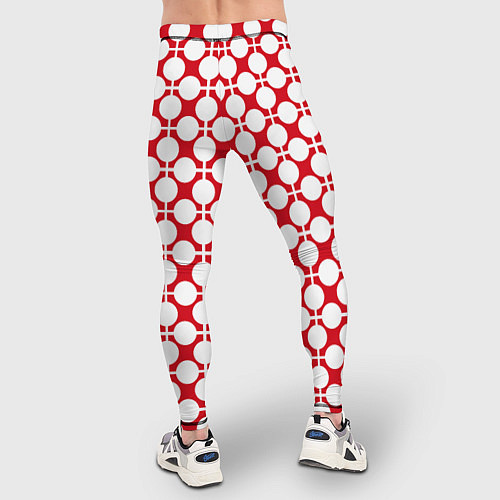 Мужские тайтсы Красно белый узор в клетку и горох / 3D-принт – фото 4