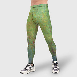 Тайтсы мужские Абстракция - green oil stain, цвет: 3D-принт — фото 2