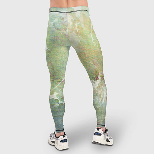 Мужские тайтсы Абстракция - white waves on green background / 3D-принт – фото 4