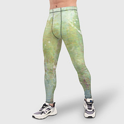 Тайтсы мужские Абстракция - white waves on green background, цвет: 3D-принт — фото 2