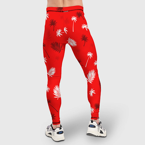 Мужские тайтсы Текстура красной гавайской рубашки / 3D-принт – фото 4