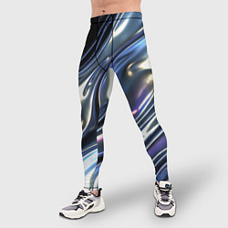 Тайтсы мужские Серебро жидкий металл, цвет: 3D-принт — фото 2