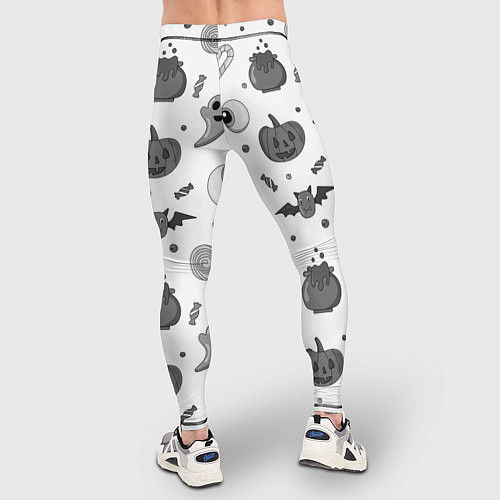 Мужские тайтсы Halloween grey and white / 3D-принт – фото 4