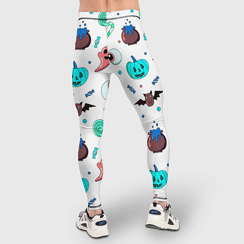 Мужские тайтсы Halloween light blue pumpkin / 3D-принт – фото 4