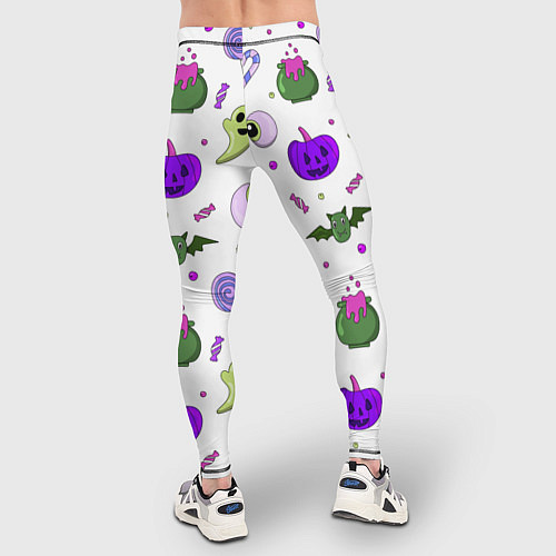 Мужские тайтсы Halloween purple pumpkin pattern / 3D-принт – фото 4