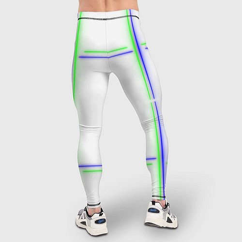 Мужские тайтсы Neon white green light blue / 3D-принт – фото 4