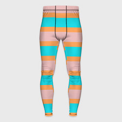 Тайтсы мужские Полосы бирюзово-розовые, цвет: 3D-принт