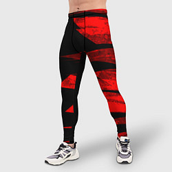 Тайтсы мужские Color red black strip, цвет: 3D-принт — фото 2
