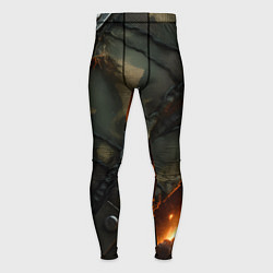 Тайтсы мужские Разорванный камуфляж с огнем, цвет: 3D-принт