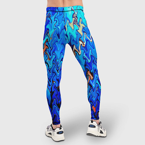 Мужские тайтсы Сине-голубой стекающая абстракция / 3D-принт – фото 4