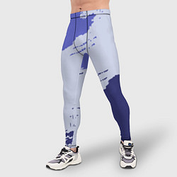 Тайтсы мужские Сине-голубые неравномерные полосы, цвет: 3D-принт — фото 2