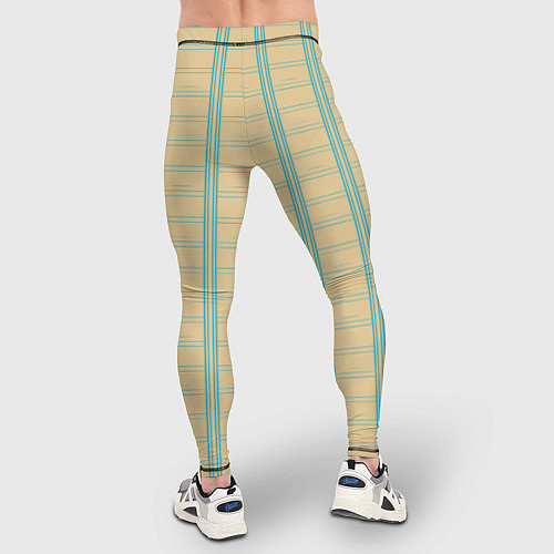 Мужские тайтсы Color beige cage light blue stripes / 3D-принт – фото 4