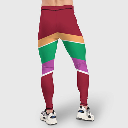 Мужские тайтсы Тёмный красный с полосами / 3D-принт – фото 4