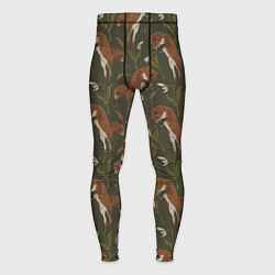 Тайтсы мужские Лисы в подснежниках, цвет: 3D-принт