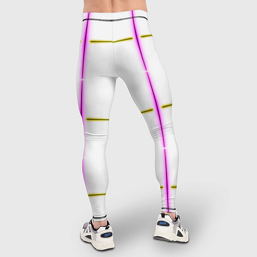 Мужские тайтсы Color white pink yellow stripes / 3D-принт – фото 4