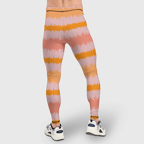 Мужские тайтсы Полосы зигзагообразные оранжево-розовые / 3D-принт – фото 4