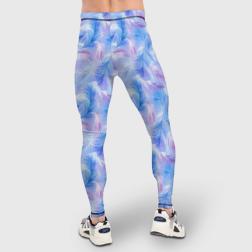 Мужские тайтсы Узор из голубых и сиреневых перьев / 3D-принт – фото 4