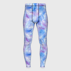 Тайтсы мужские Узор из голубых и сиреневых перьев, цвет: 3D-принт