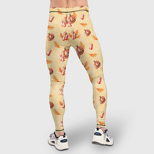 Мужские тайтсы Хеллоуин с тыквой и листьями / 3D-принт – фото 4