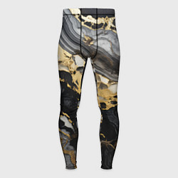 Тайтсы мужские Черный серый золотой мрамор, цвет: 3D-принт